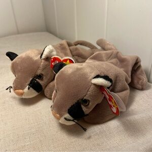 2 Ty Beanie Babies Canyon the Cougar cat 90s vintage ty beanie baby LOT bundle